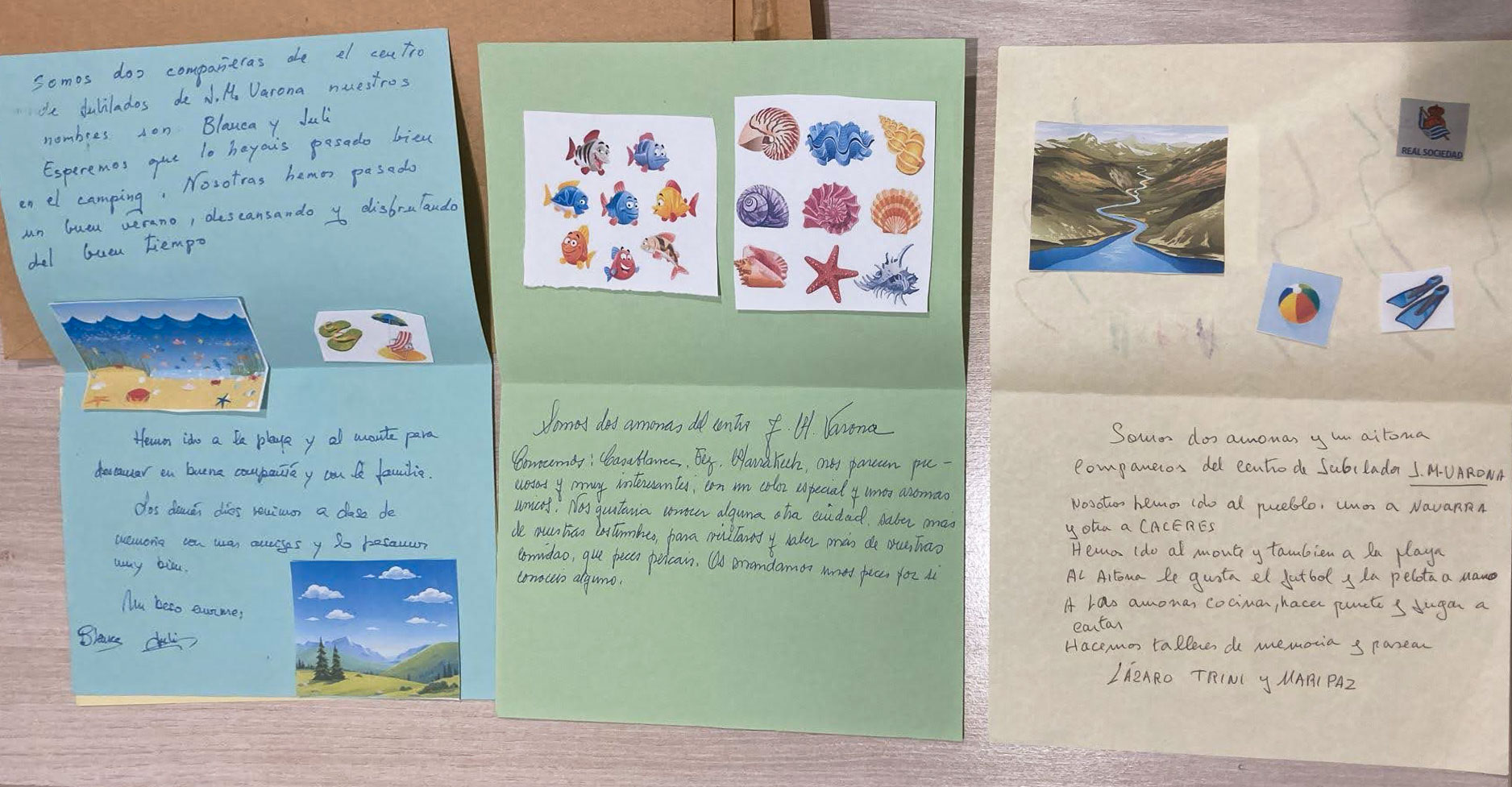 Cartas con escritos y dibujos
