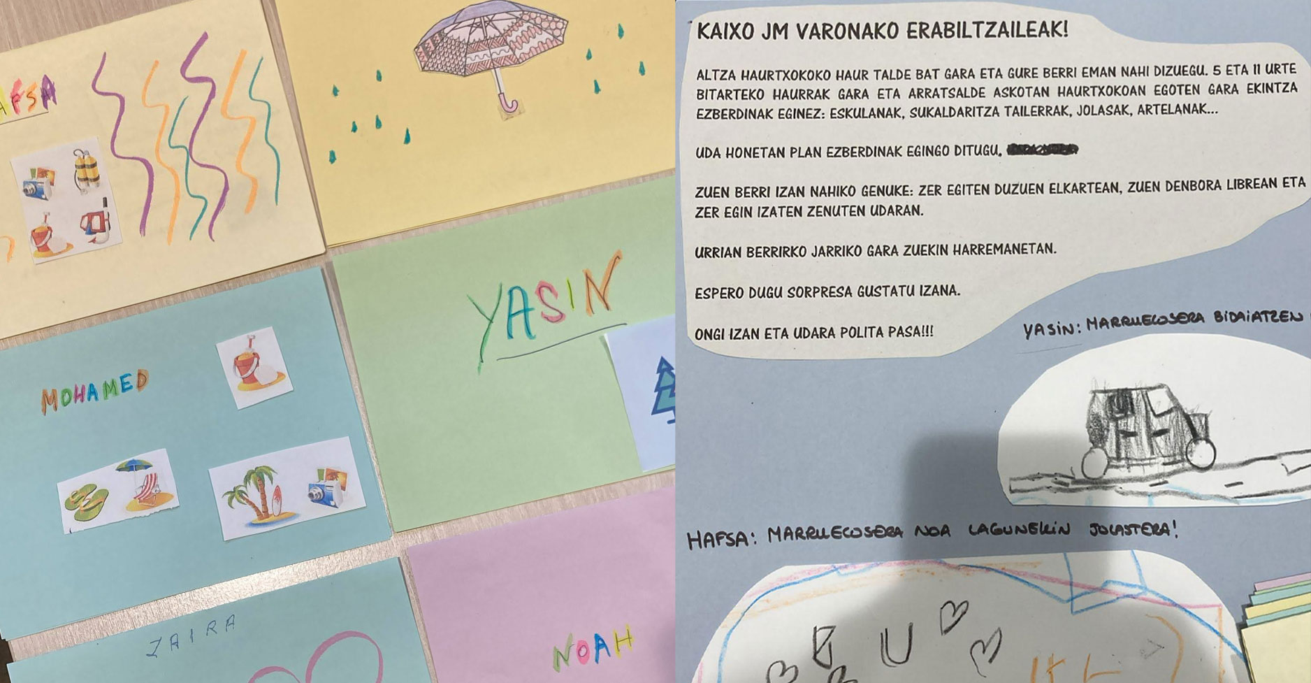 Cartas con escritos y dibujos